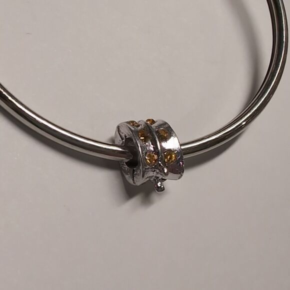 Silver with Yellow Rhinestones‎ Butterfly Charm for Pandora Style Bracelet - Picture 3 of 3